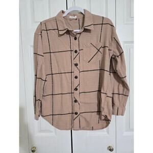 Maurices small women's cabin windowpane boyfriend button up long sleeve shirt